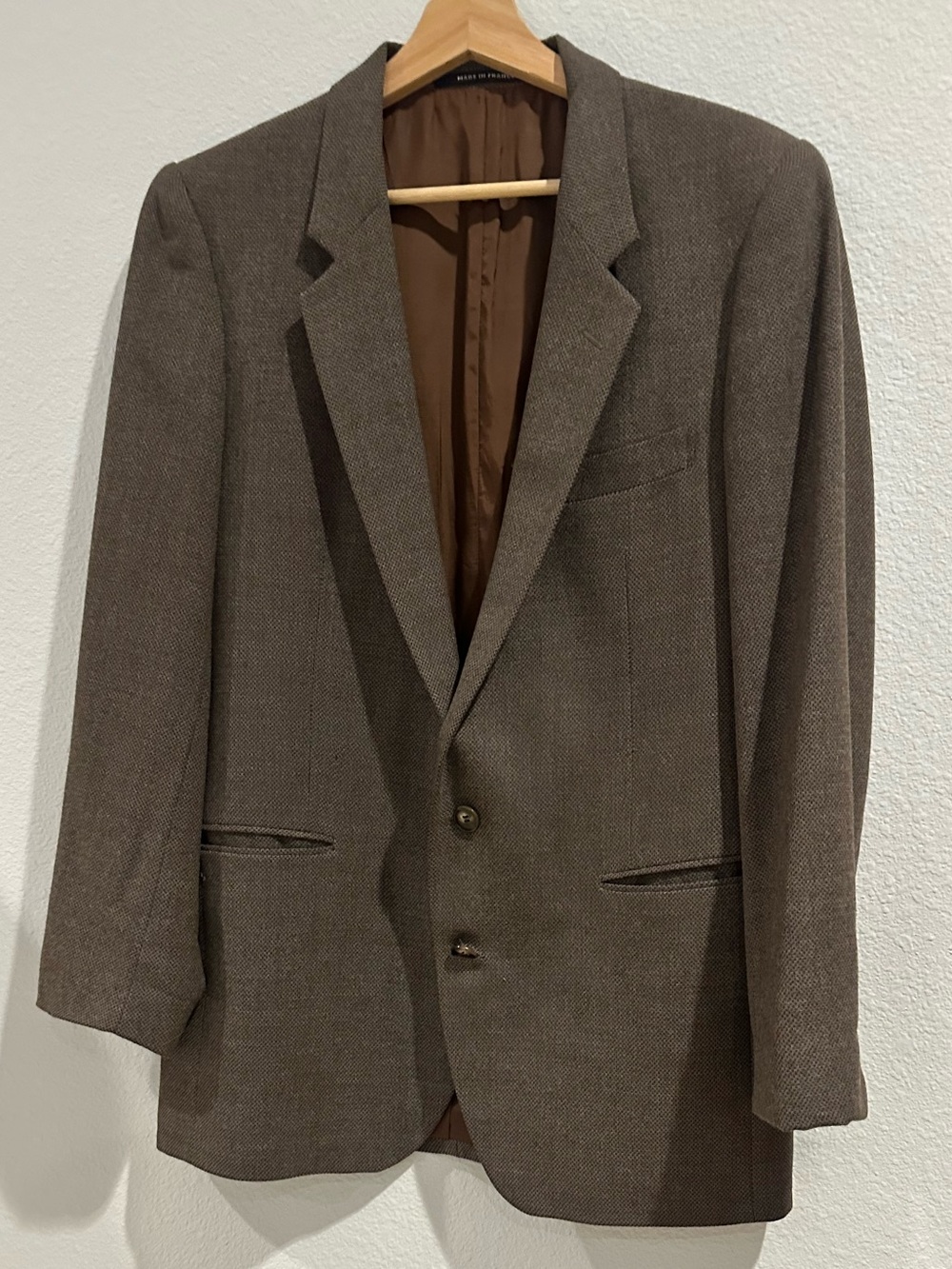 Vintage Yves Saint Laurent YSL Brown Wool Blend Blazer Sport Coat Made in France